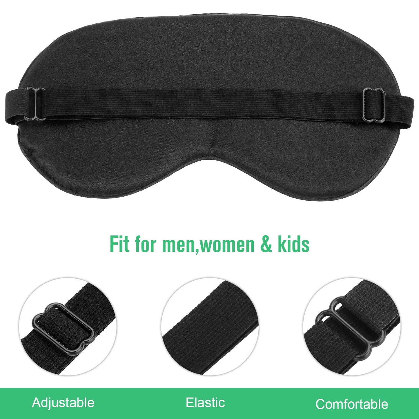 Silk Sleep Mask, Soft Adjustable 3-Pack Eye Mask for Sleep