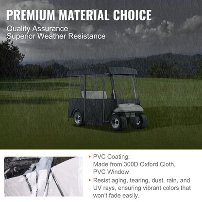 VEVOR Golf Cart Enclosure, 4-Person Golf Cart Cover, 4-Sided Fairway Deluxe, 300D Waterproof Driving Enclosure with Transparent Windows, Fit for EZGO, Club Car, Yamaha Cart (Roof up to 78.7''L)