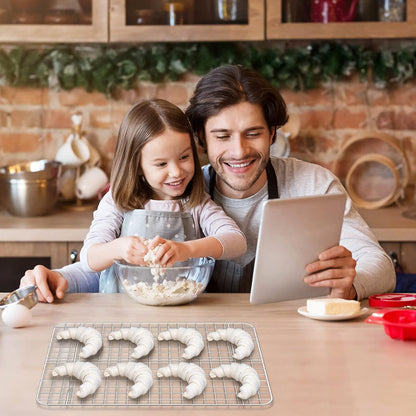 Baking Sheet with Cooling Rack Set [2 Sheets + 2 Racks],  12 Inch Stainless Steel Baking Pans Tray Cookie Sheet with Wire Rack for Oven, Non Toxic, Heavy Duty & Dishwasher Safe- 4 Packs